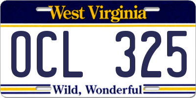 WV license plate OCL325