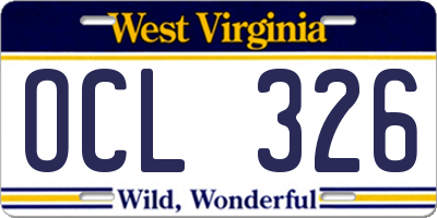 WV license plate OCL326