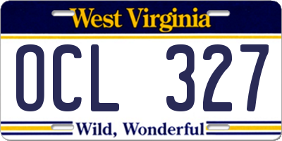 WV license plate OCL327