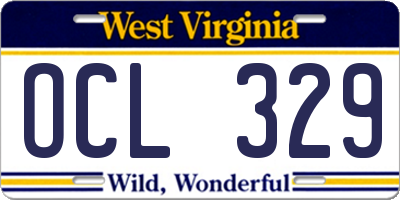 WV license plate OCL329