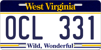 WV license plate OCL331