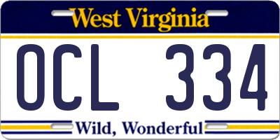 WV license plate OCL334
