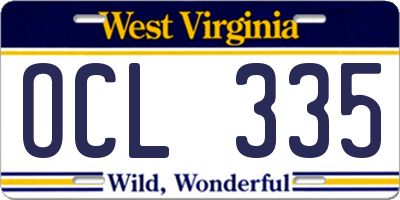 WV license plate OCL335