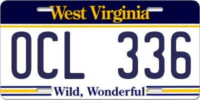 WV license plate OCL336