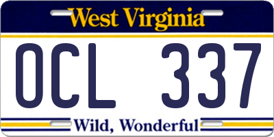 WV license plate OCL337