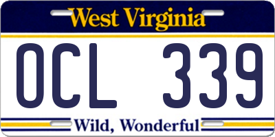 WV license plate OCL339