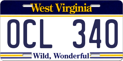 WV license plate OCL340