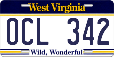 WV license plate OCL342