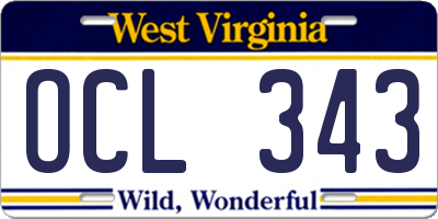 WV license plate OCL343
