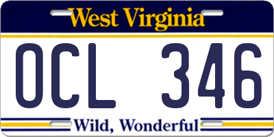 WV license plate OCL346