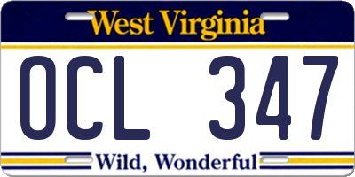 WV license plate OCL347