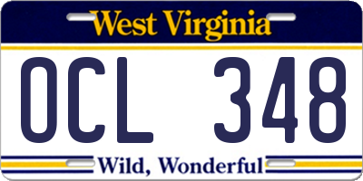 WV license plate OCL348