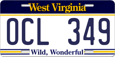 WV license plate OCL349