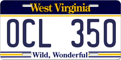 WV license plate OCL350