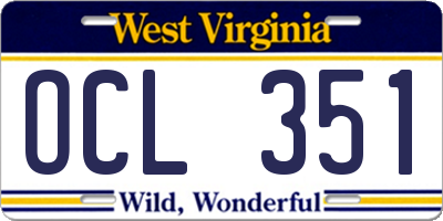 WV license plate OCL351