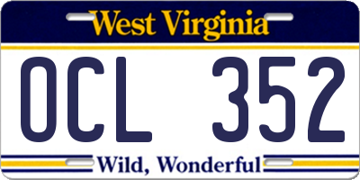 WV license plate OCL352