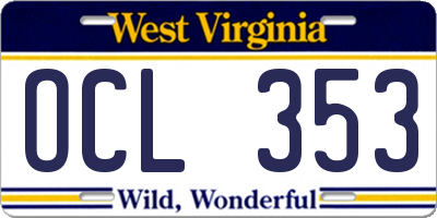 WV license plate OCL353