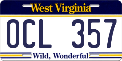 WV license plate OCL357