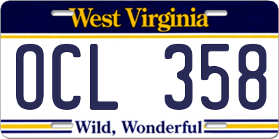 WV license plate OCL358