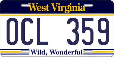 WV license plate OCL359