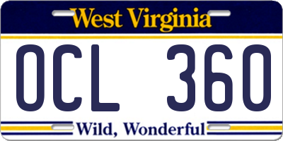 WV license plate OCL360