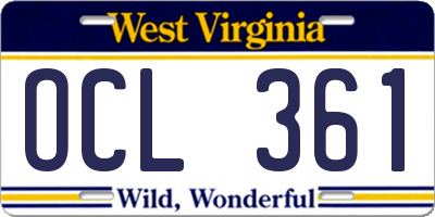 WV license plate OCL361