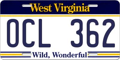 WV license plate OCL362