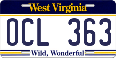 WV license plate OCL363