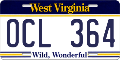 WV license plate OCL364