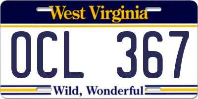 WV license plate OCL367