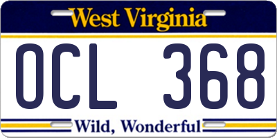 WV license plate OCL368