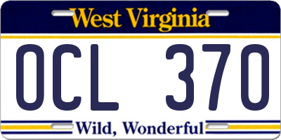 WV license plate OCL370