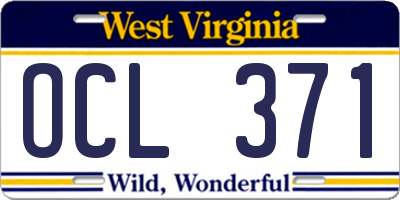 WV license plate OCL371