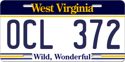 WV license plate OCL372