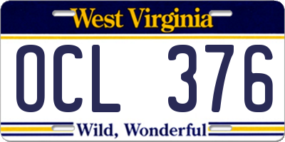 WV license plate OCL376