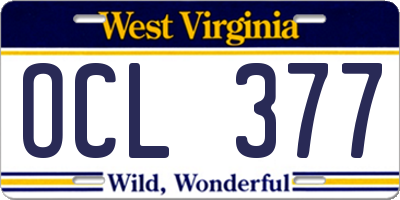 WV license plate OCL377