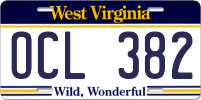WV license plate OCL382