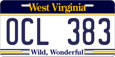WV license plate OCL383