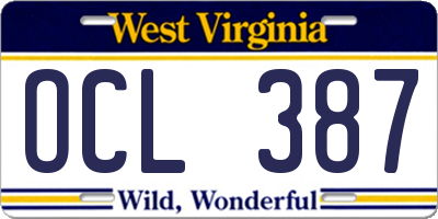 WV license plate OCL387