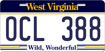 WV license plate OCL388