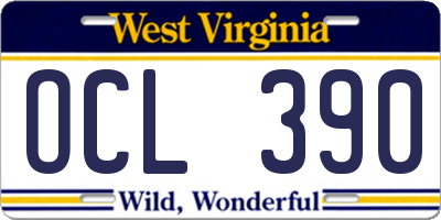 WV license plate OCL390