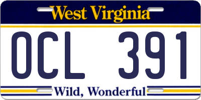 WV license plate OCL391