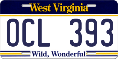 WV license plate OCL393