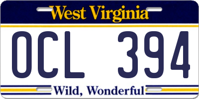 WV license plate OCL394
