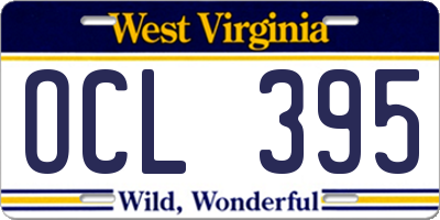 WV license plate OCL395