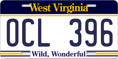 WV license plate OCL396