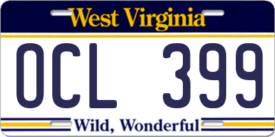 WV license plate OCL399