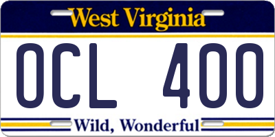 WV license plate OCL400