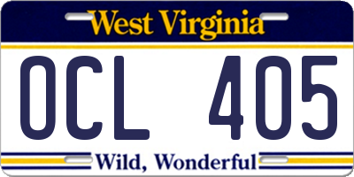 WV license plate OCL405