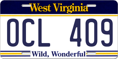 WV license plate OCL409